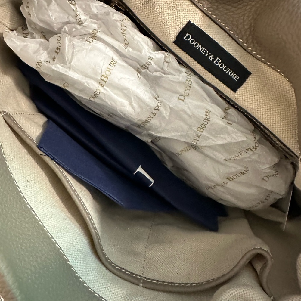 NEW-Dooney & Bourke Pebble Leather Lock Sack-Taupe - Picture 11 of 11